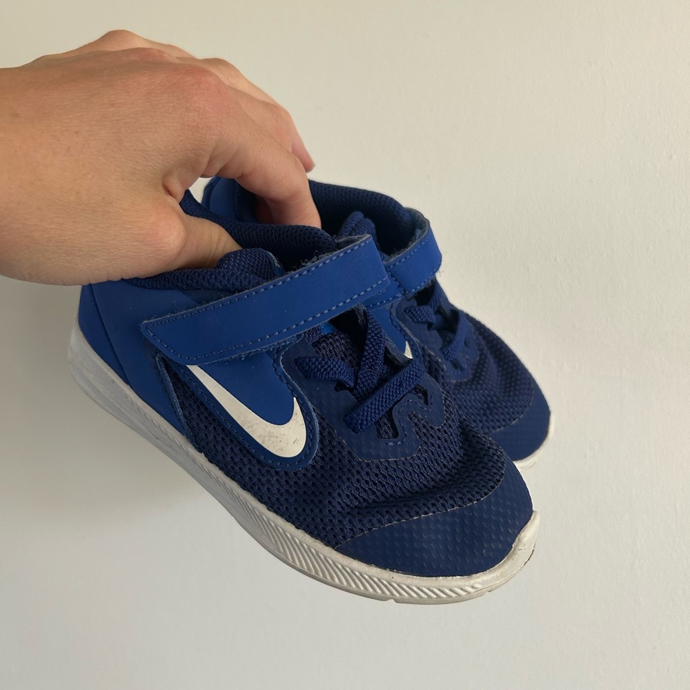 Nike Kids Royal Blue Velcro Sneakers with White Swoosh